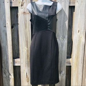 WH|BM Leather & Suede Dress Sz 4 Black Sleeveless